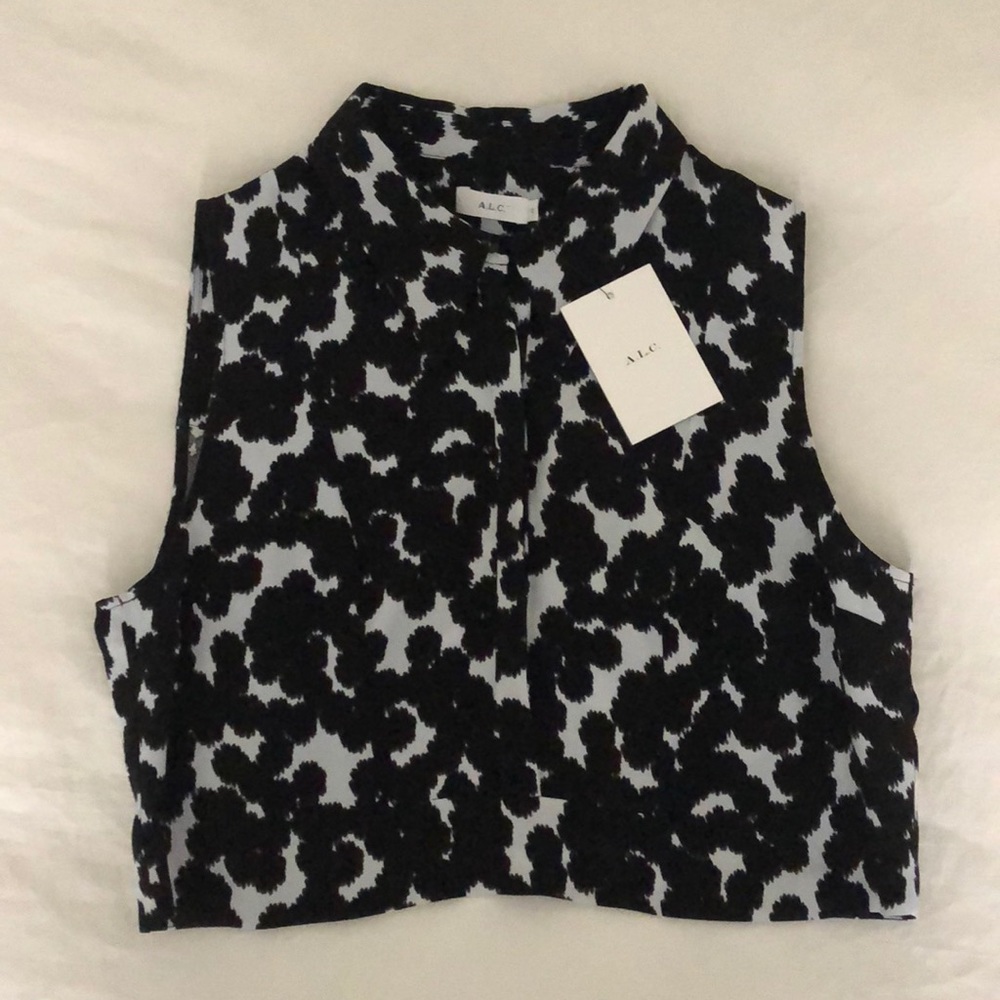 A.L.C. Animal Print Crop Blouse